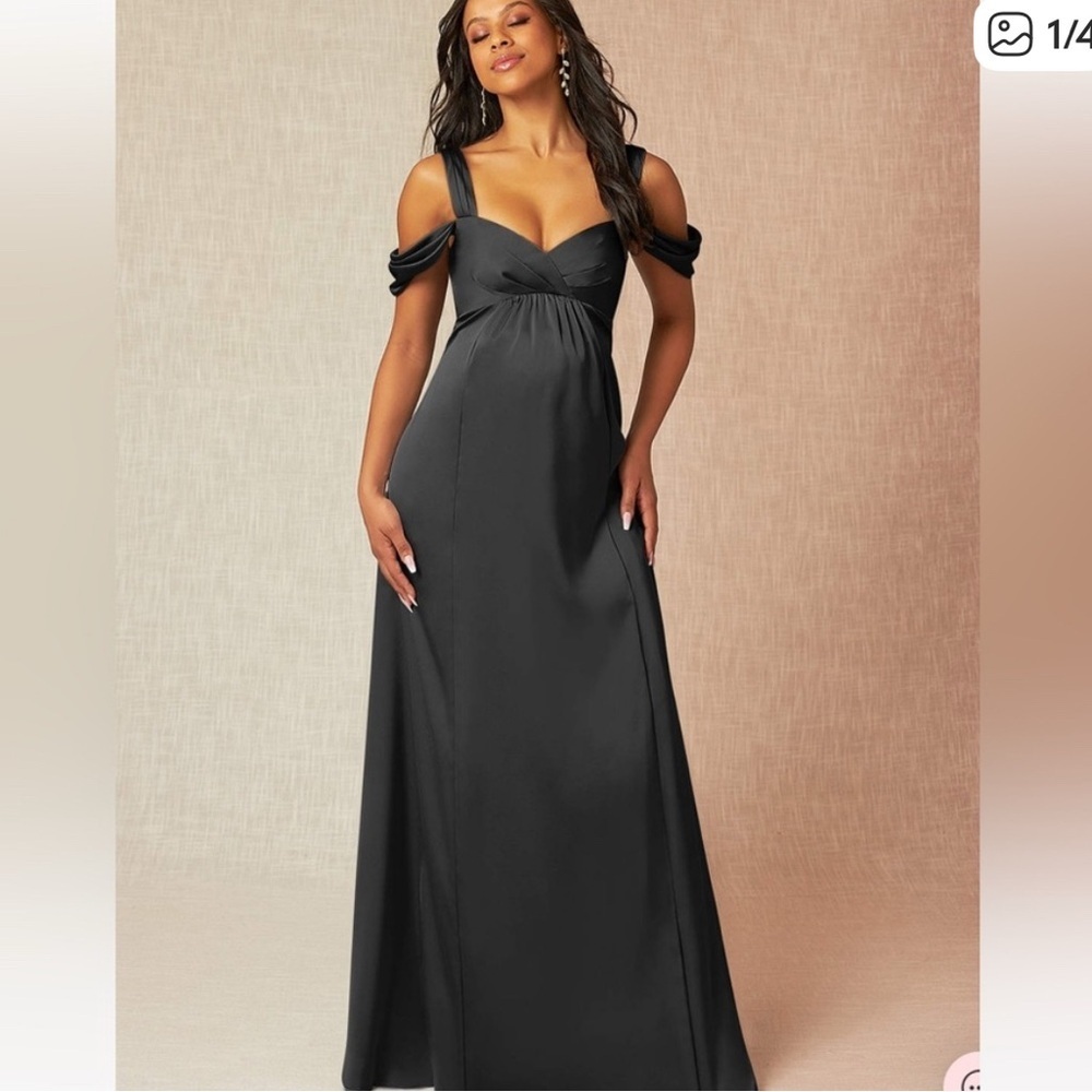 New Azazie Rhea Maternity Dress Elegant Black Gown 14